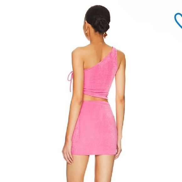 Superdown jori asymmetrical skirt set mini dress top pink stretch Revolve XS - Picture 2 of 13